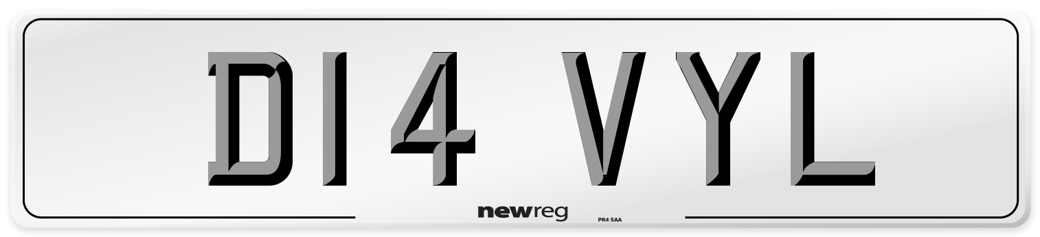 D14 VYL Number Plate from New Reg